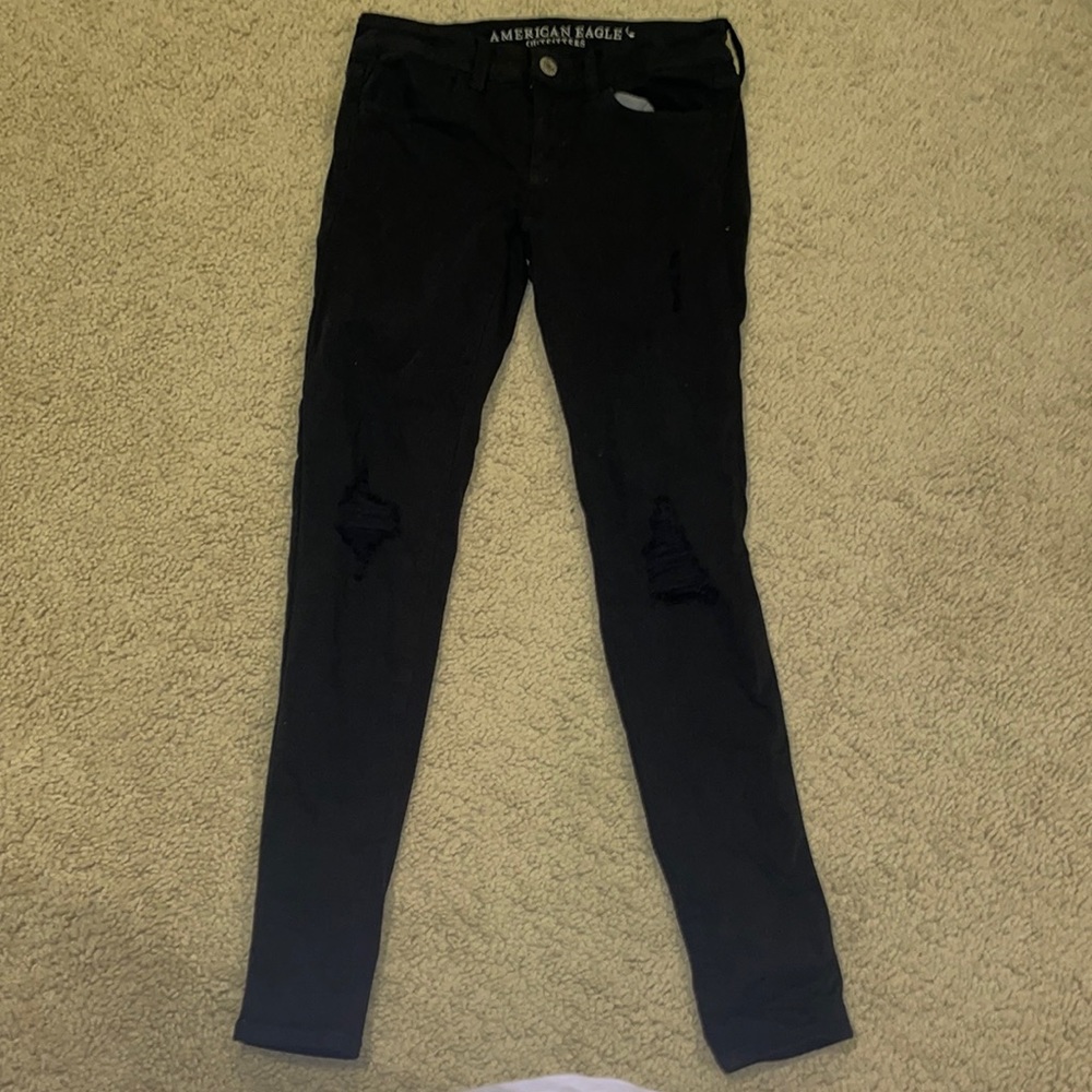 Black mid-rise super stretch American Eagle jeans